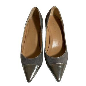 Talbots sz 7 Shadow Grey 'Diane 2' Pumps Metallic Pointed Toe Cap, Kitten Heel